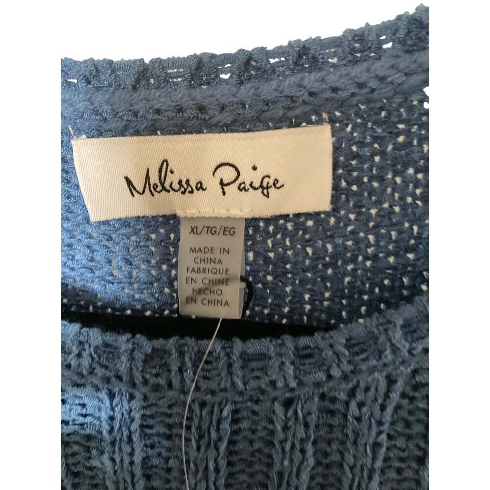 NWT MELISSA PAIGE WOMENS CREW SHORT-SLEEVE KNIT RIVERSIDE BLUE XL - Picture 2 of 6